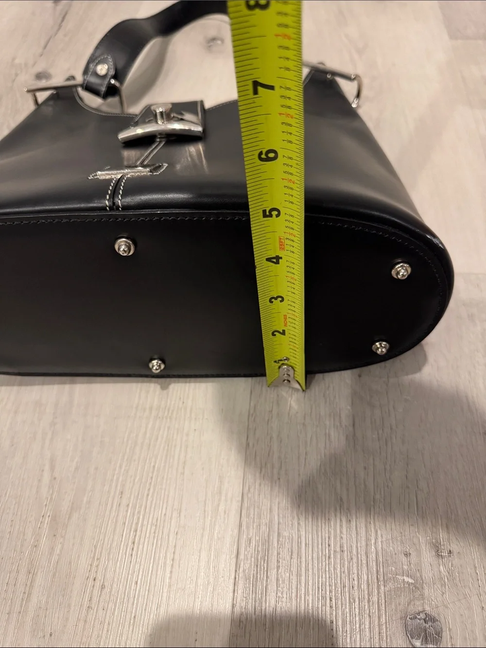 Dooney & Bourke Black Leather Shoulder Bag with Silver Hardware